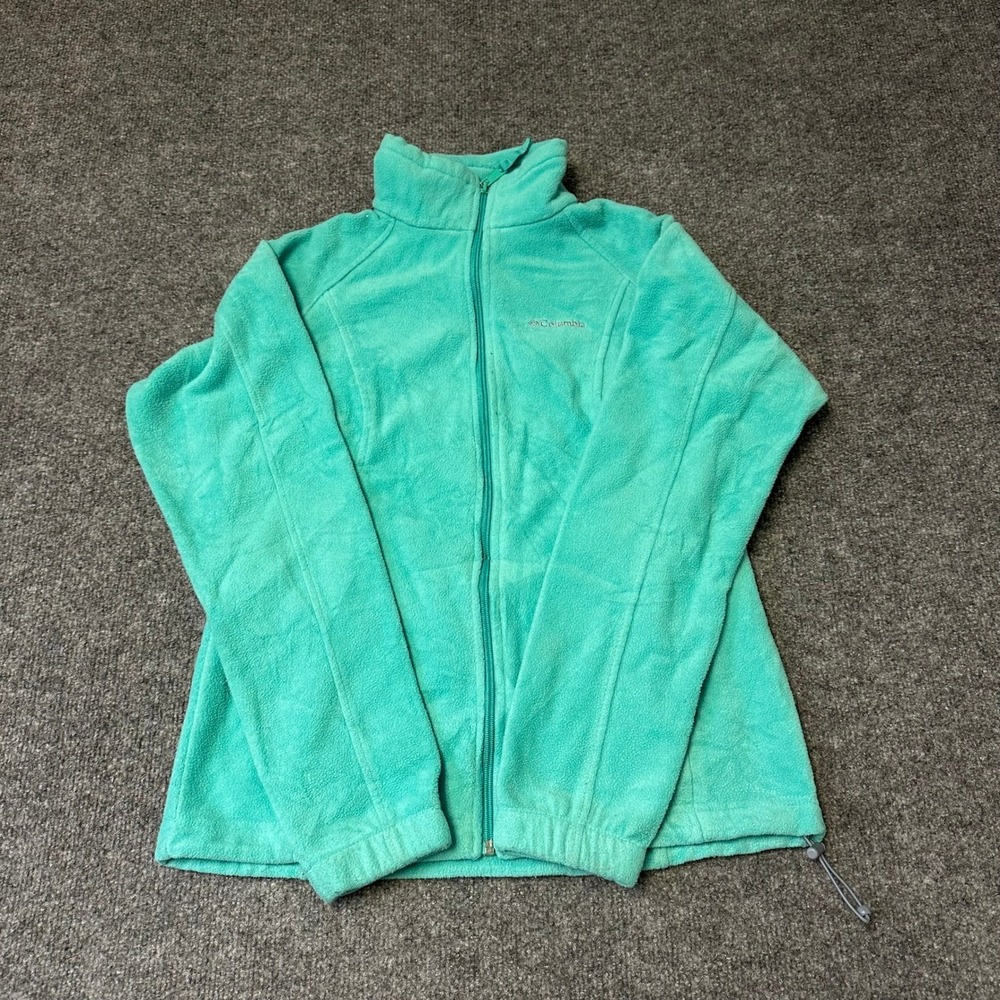 Columbia Fleece Jacket Womens Size M Teal Green Benton Springs Full Zip Outdoor